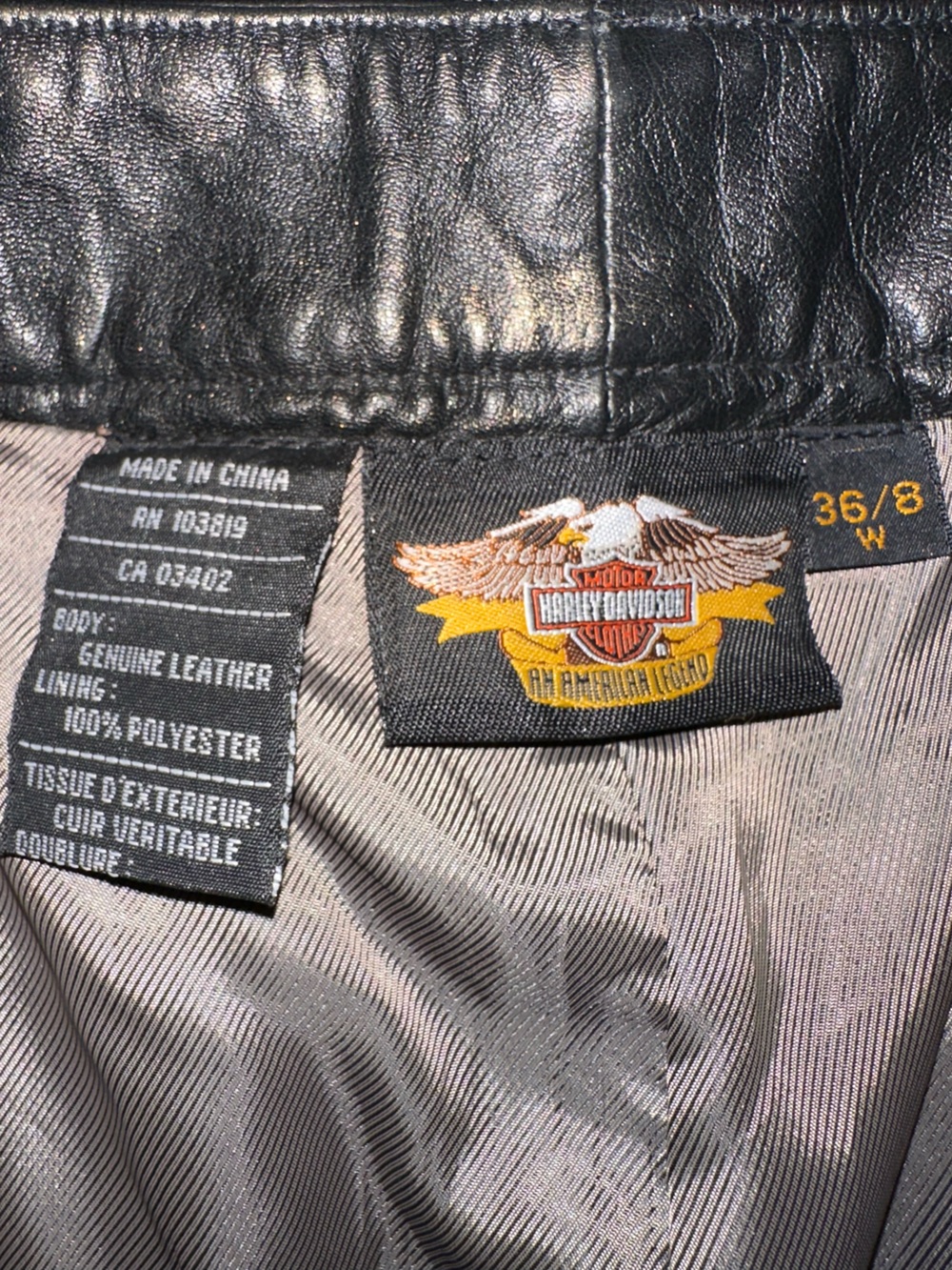 Harley-Davidson Black Leather Boot-Cut Flare Pants - Picture 12 of 12